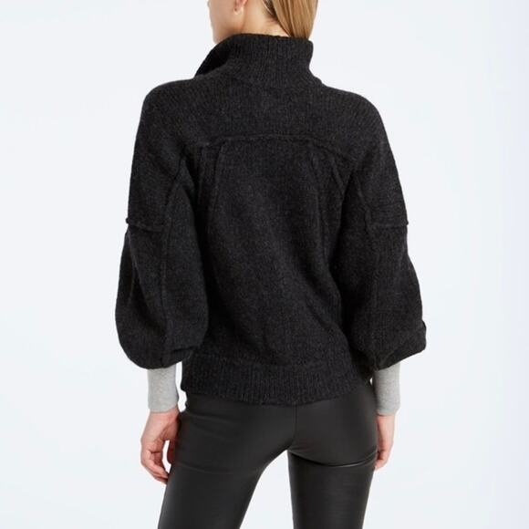 Tory Burch Jillian Wool Chunky Sweater Cardigan Charcoal Gray Sz XS Button Front - Picture 12 of 16